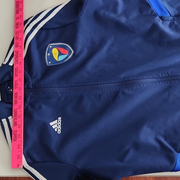 Adidas Idea Sport Soccer Academy Walt D World Jacket Size L Blue White Stripe - Picture 9 of 9